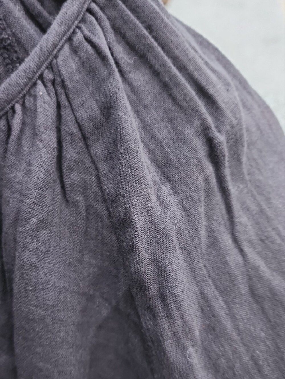 Quince Organic Cotton Gauze Peasant Blouse In Black - Picture 3 of 9